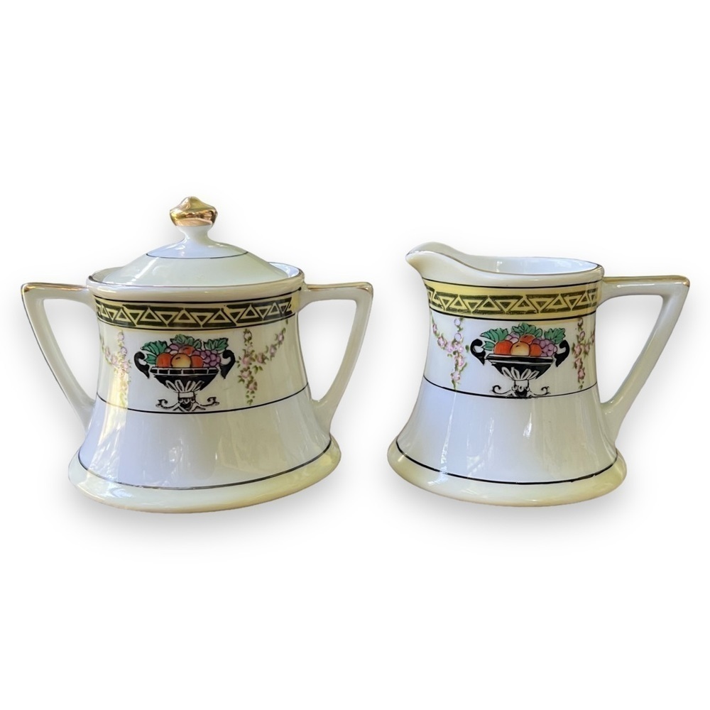 Antique 1920s Noritake Hand Painted Made in Japan Bone China Creamer & Sugar